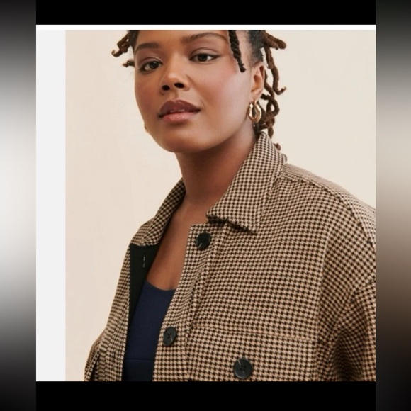 Current Air Anthropologie Houndstooth Shirt Jacket Shacket Brown Black 
Medium - Picture 4 of 12